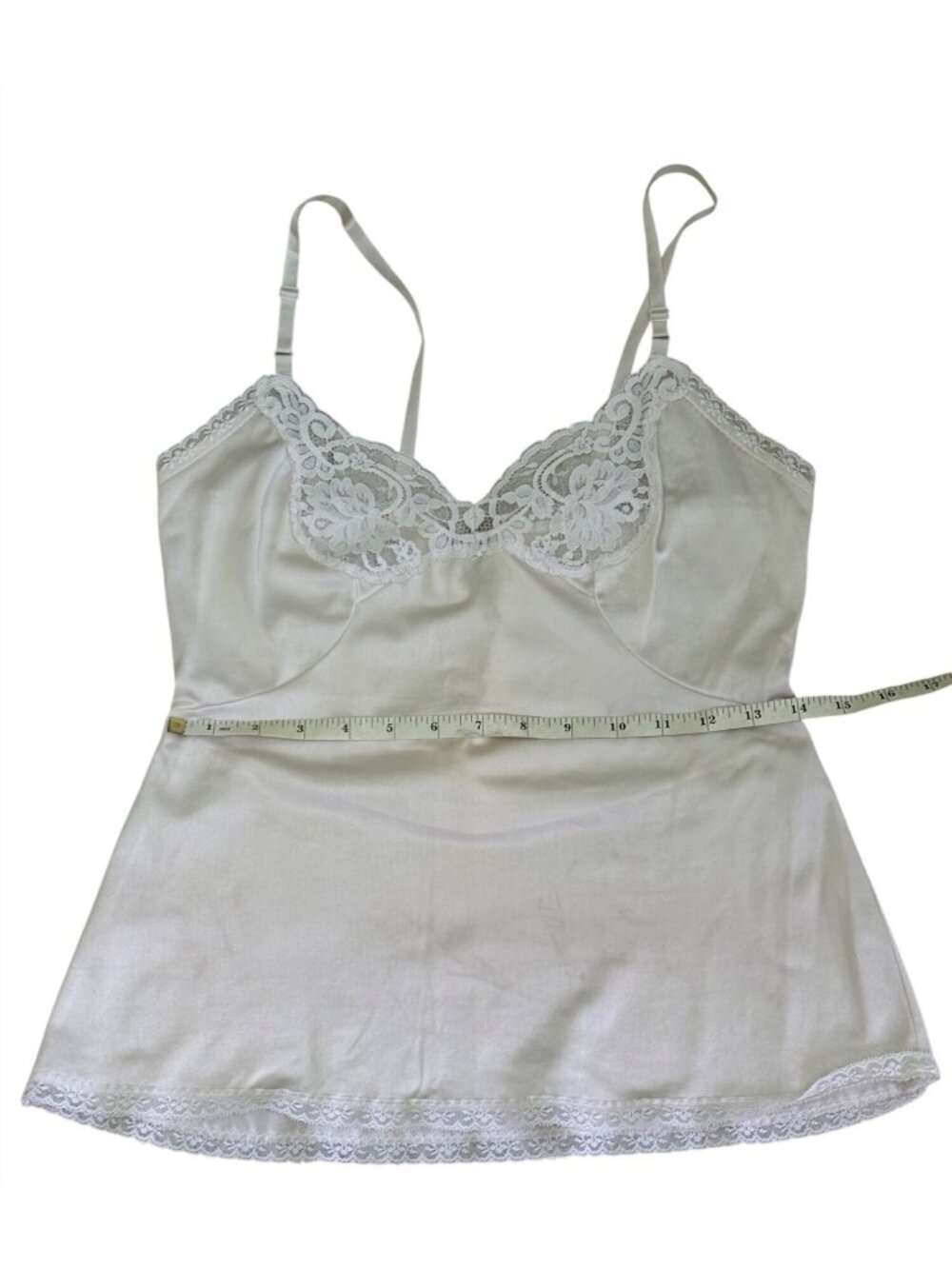 Vintage White Lace Trim Camisole Slip Top With Adjustable Straps Womens Small - Picture 10 of 16
